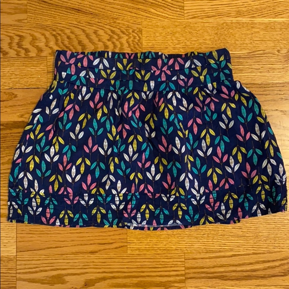 Colorful leaf pattern elastic waist mini skirt